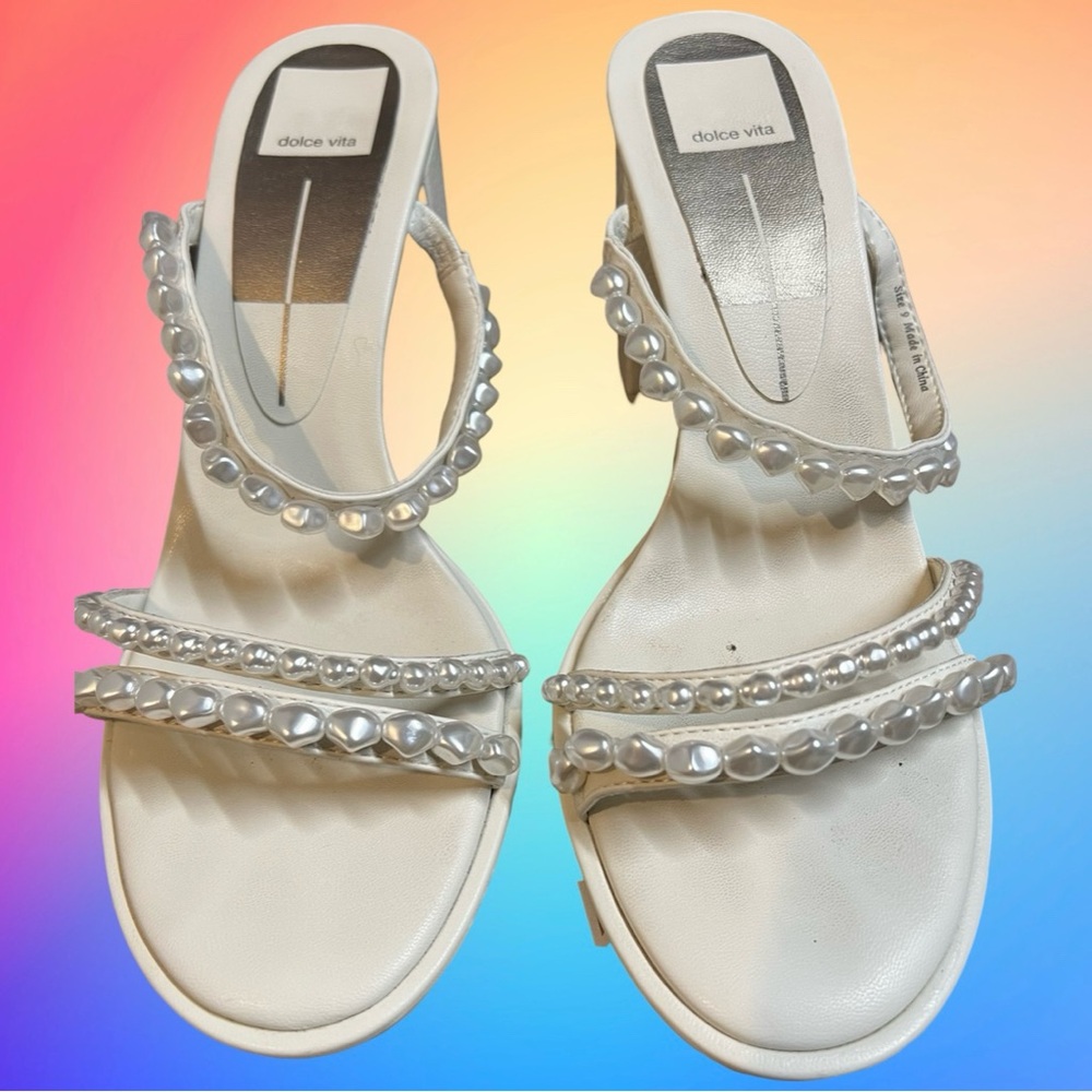 EUC DOLCE VITA BARRIT PEARL HEELS - WOMEN'S 9 - Picture 12 of 13